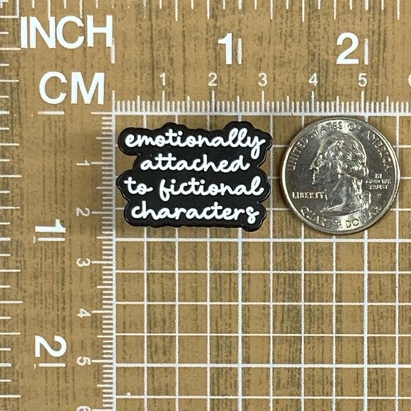 Emotionally Attached To Fictional Characters Enamel Pin Brooch Book Lover - Picture 2 of 4